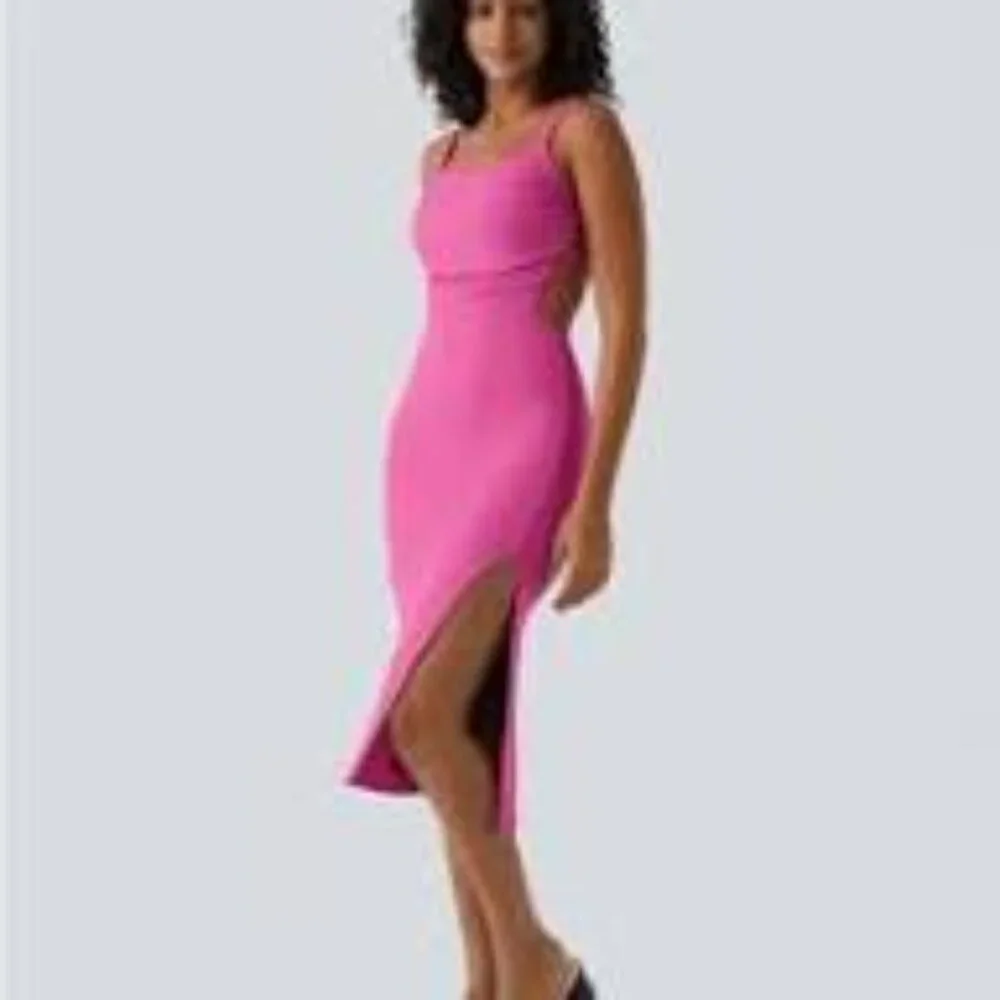 8-NWOT HALARA LACE UP BODYCON MIDI DRESS - Picture 4 of 4